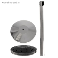 Стойка ограждения серебристая, с синей вытяжной лентой 180 см, высота 90 см, d=6 см, напольный d=32 см