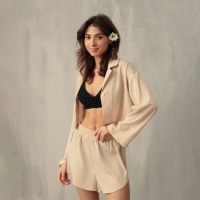 Пижама (сорочка, шорты) женская MINAKU:  Home collection цвет жемчужный , р-р 48