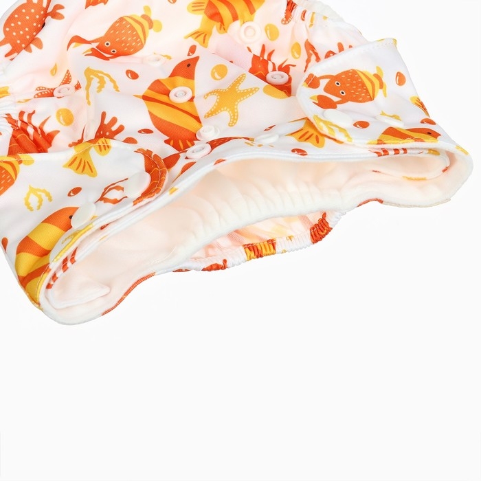 Набор многоразовых подгузников &laquo;Крабик&raquo;, 3-8 кг, цвет белый, оранжевый, 2 шт., Крошка Я