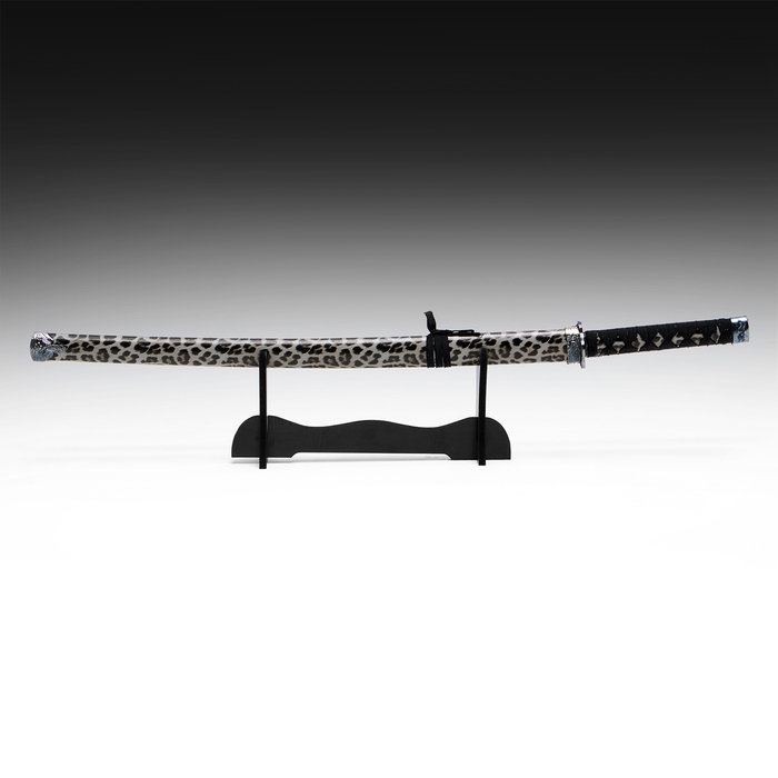 Сувенирное оружие &laquo;Катана на подставке&raquo;, темно серые ножны под леопарда, 89см