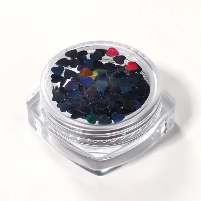 Пайетки для декора &laquo;Сердца&raquo;, чёрный, голографические