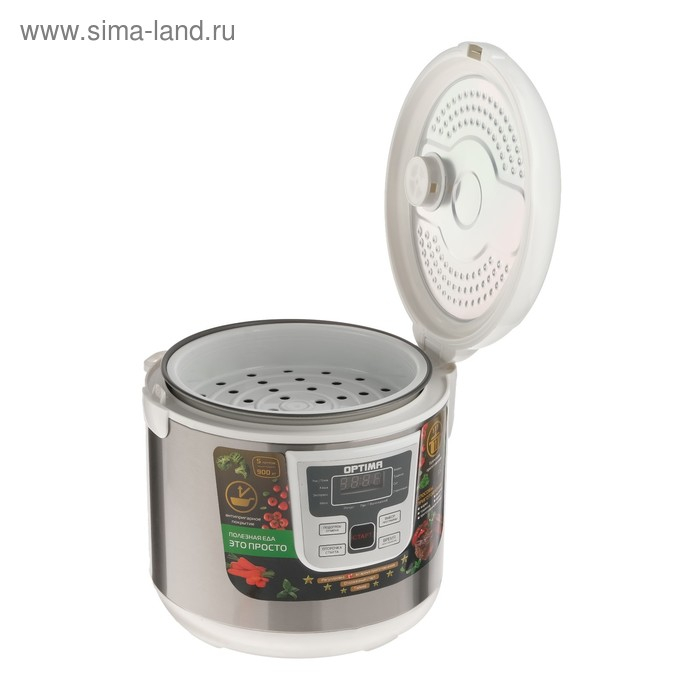 Мультиварка OPTIMA MC-5101, 900 Вт, 5 л, 11 программ, серебристая/белая