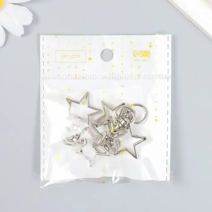 Карабин металл с кольцом "Звезда" серебро 3,4х2,3 см