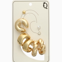 Набор серьги и каффы 8 шт &laquo;Бублик&raquo; переплетение, цвет золото