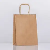 Пакет крафт без печати, круглая ручка, 15&times;21&times;8 см, 120 г