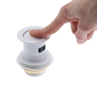 Донный клапан ZEIN engr, маленькая кнопка, с переливом, нержавеющая сталь, белый