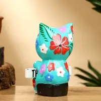 Сувенир "Кот с табличкой WELCOME" дерево 8х5х10 см, цв. бирюзовый