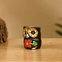 Набор сувенирный "Совята" дерево H 4, 3, 2 см, цв. чёрный