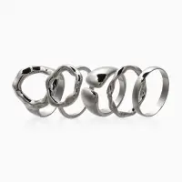 Набор колец 5 шт "Новый стиль" мятый, размер МИКС, цвет серебро