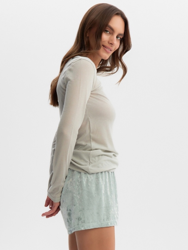 Комплект женский (лонгслив и шорты) KAFTAN "Бархат", 40-42, мята