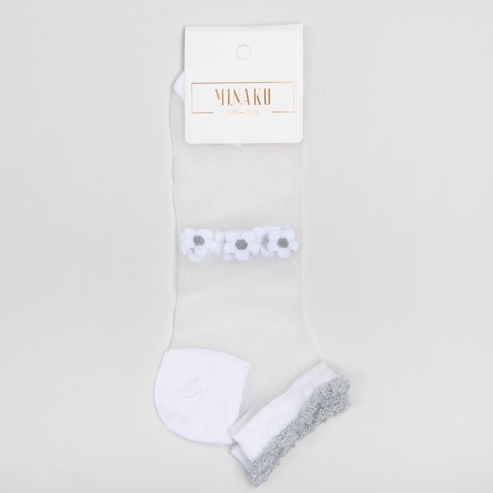 Носки женские стеклянные MINAKU &laquo;Цветы&raquo;, цвет белый, размер 36-37 (23 см)