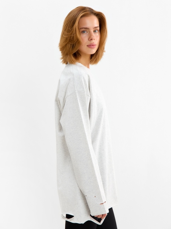 Футболка с длин. рукавом женский MINAKU: One Most Brand, цвет серый-меланж, ONESIZE