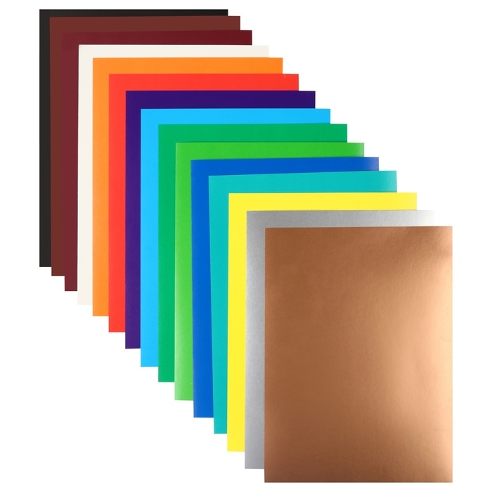 Картон цветной, А4, 15 листов, 15 цветов, мелованный, односторонний, в папке, 220 г/м&sup2;, Щенячий патруль