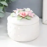 Шкатулка керамика "Цветочный сад. Горошек" белая 8х8х8см