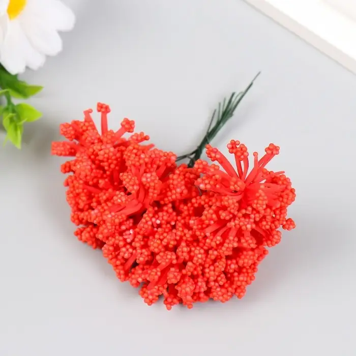 Цветы для декорирования "Облако" красный 1 букет=12 цветов 8 см