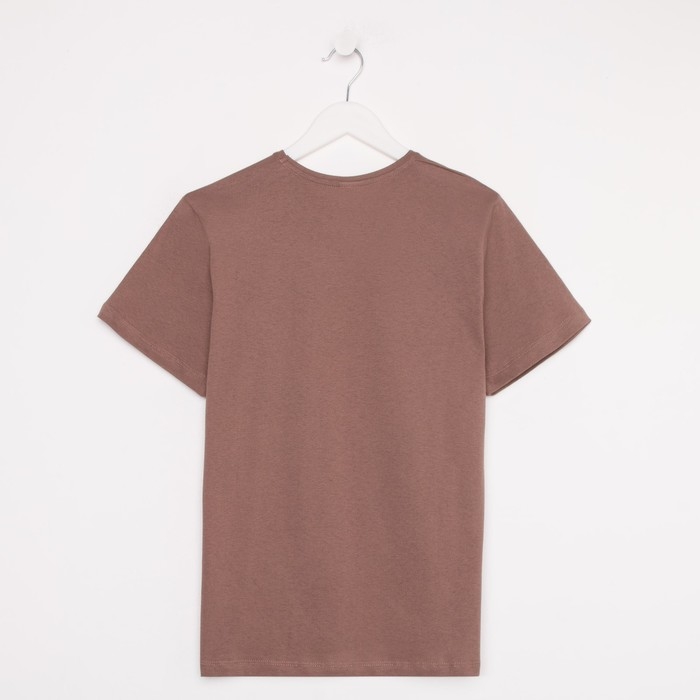 Футболка мужская с принтом, цвет светло-коричневый, размер 44