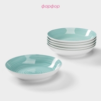 Набор тарелок глубоких Доляна &laquo;Палитра&raquo;, 6 предметов, 700 мл, 20,2&times;20,2&times;4,2 см, цвет бирюзовый