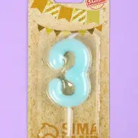 Свеча в торт &laquo;Цифра 3&raquo;, светящаяся голубая, 9 см