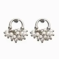 Серьги жемчуг &laquo;Виноград&raquo;, белые в серебре