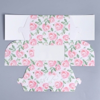 Коробка для капкейков, кондитерская упаковка с окном, 2 ячейки, &laquo;Розы&raquo;, 16 х 10 х 10 см