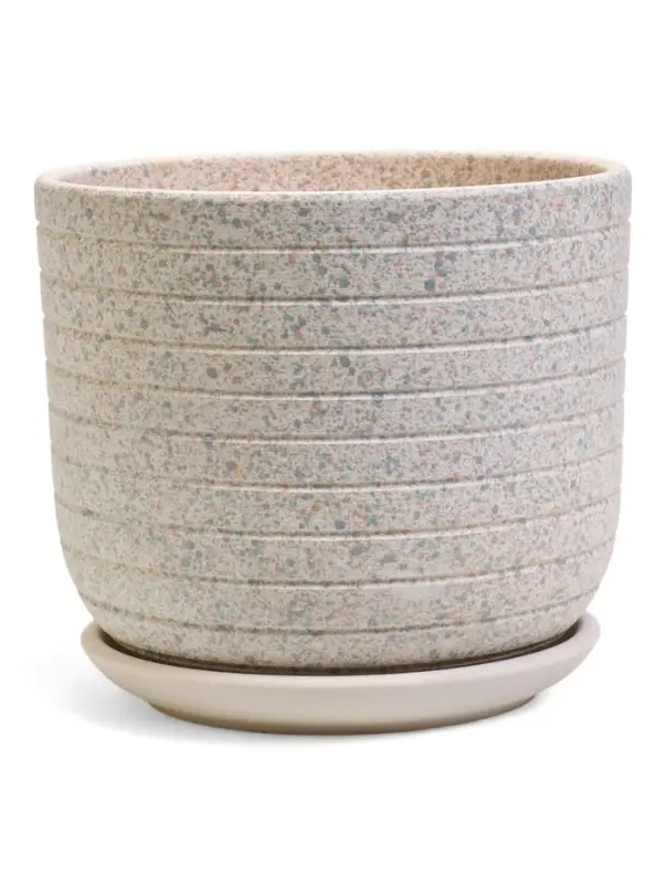 Горшок цветочный  с поддоном 2,9 л, белый керамика "Пряности" (М)