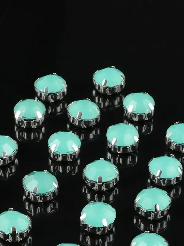 Стразы пришивные &laquo;Шатон&raquo;, круглые, в цапах, d=10 мм, 20 шт., зелёные