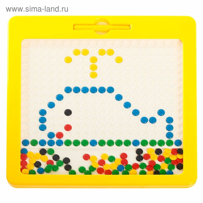 Магнитный планшет для рисования &laquo;Пуговки&raquo;, большой, 10 трафаретов, 266 ячеек, 126 пуговок