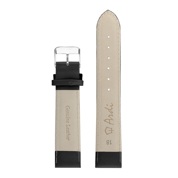 Ремешок для часов, мужской, 18 мм, запряжник 75 мм, горт 115 мм, натуральная кожа, чёрный