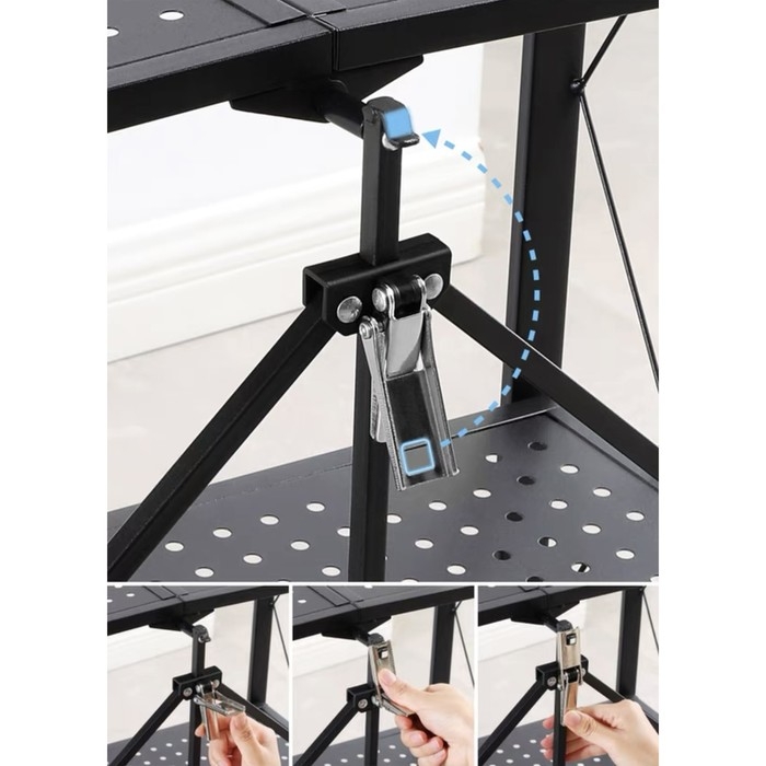 Стеллаж складной на колесах, 5 полок, 72×36×162,5см, цвет чёрный матовый Стеллаж складной на колесах, 5 полок, 72×36×162,5см, цвет чёрный матовый