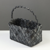 Корзина плетёная, 27&times;14&times;13 см, плетёная ручка h=13 см, ива, серая