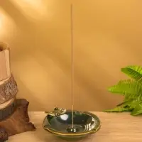 Подставка под благовония "Тарелка с бабочкой" керамика, цв. зелёный, 10х10х3 см