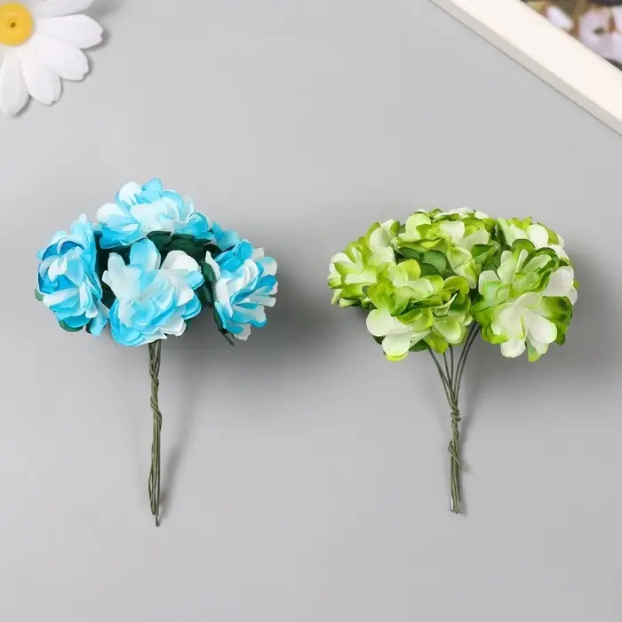 Декор для творчества "Пестрые цветы" МИКС, 9 см (1 набор=1 букету) в букете 6 цветков