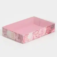 Кондитерская упаковка, коробка для макарун с PVC крышкой, Live Love Laugh, 18 х 12 х 3.5 см