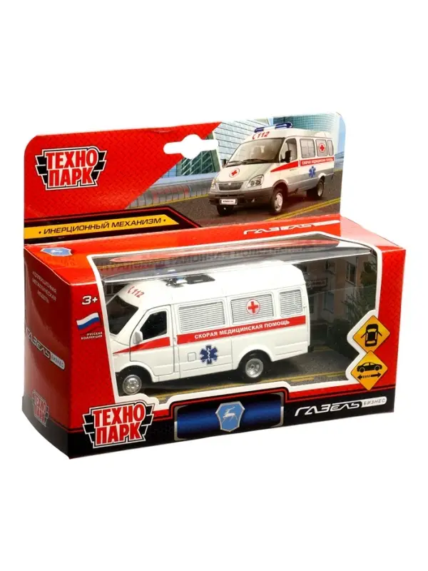 Машина металл. &laquo;ГАЗ-3221 &laquo;ГАЗель&raquo; Скорая помощь&raquo; 12,2 см, инерц, в кор.