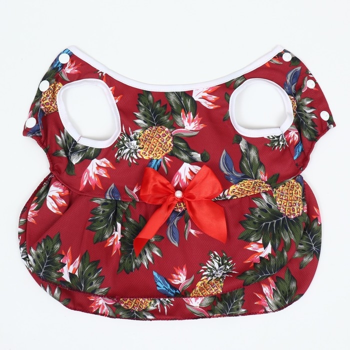 Платье для животных "Тропики&raquo;, XS (ДС 20, ОГ 30 см), красное