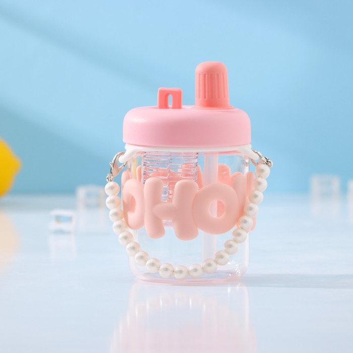 Бутылка для воды стеклянная «Бьюти», 400 мл, 8×14,5 см, цвет розовый Бутылка для воды стеклянная «Бьюти», 400 мл, 8×14,5 см, цвет розовый