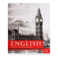 Тетрадь предметная 48 листов в клетку Calligrata, &laquo;Чёрное-белое. Английский язык&raquo;, обложка мелованная, серые листы