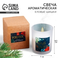 Новогодняя свеча в стакане &laquo;Новый год: Hello winter&raquo;, аромат еловые шишки, 7 х 7 х 8,5 см.