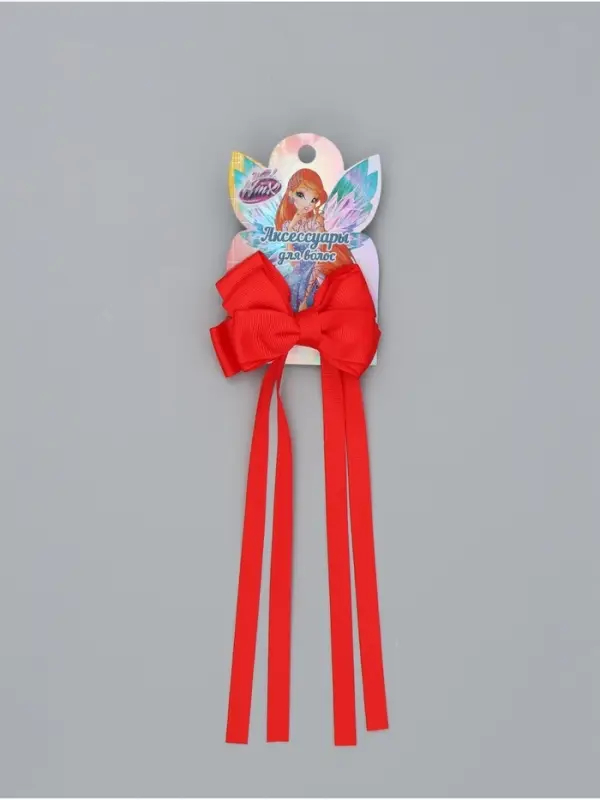 Бант для волос на заколке с лентами, цвет красный, Винкс