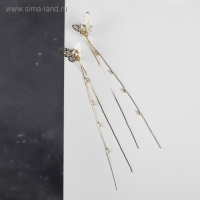 Серьги висячие со стразами "Чувства" бабочки, цвет белый в золоте