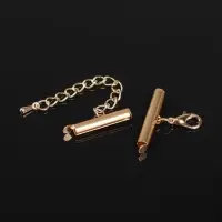 Концевик для браслета из бисера (пара) QF, 20 мм, металл, с цепочкой удлинителем, цвет золото