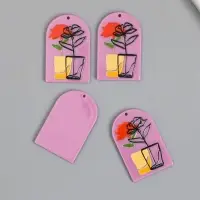 Декор для творчества акрил "Роза в стакане" 0,2х2,6х3,9 см