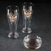 Набор &laquo;Золотой Герб России&raquo;, 2 бокала для пива 300 мл, пепельница