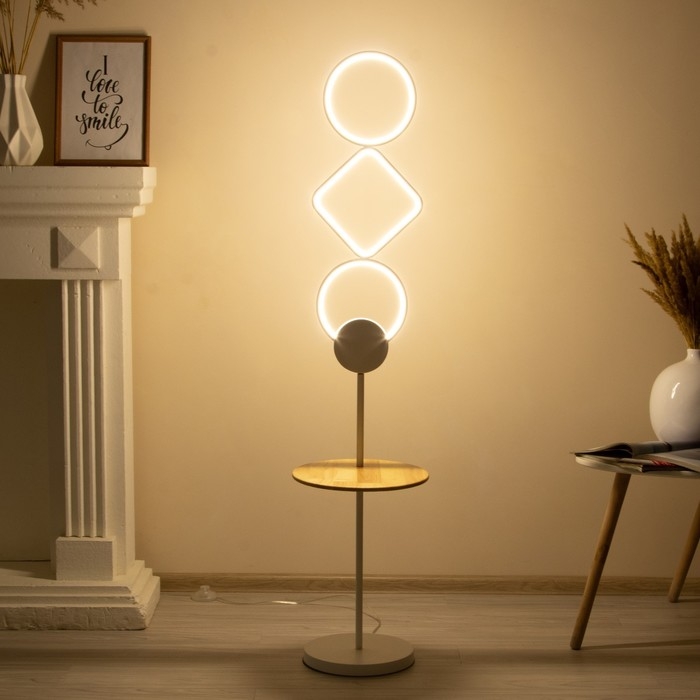 Торшер со столиком "Геометрия" LED 32Вт 3000-6000К белый 24х24х128см