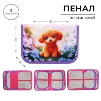 Пенал 3 секции, вкладка внутри, 140 х 210 х 40 мм, тканевый, Calligrata TOP Block "Милый пушистик" Пенал 3 секции, вкладка внутри, 140 х 210 х 40 мм, тканевый, Calligrata TOP Block "Милый пушистик"