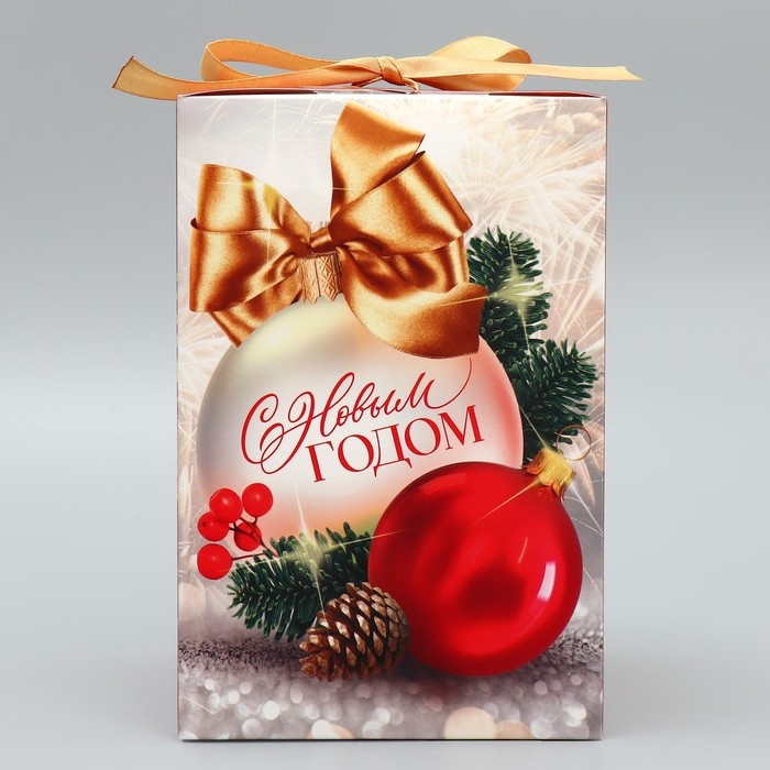 Коробка подарочная новогодняя складная &laquo;С Новым годом&raquo;, шары, 12 х 18 х 12 см, Новый год