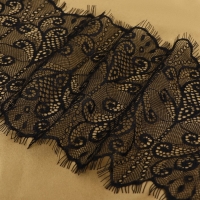 Кружево реснички, 190 мм &times; 3 &plusmn; 0,5 м, цвет чёрный