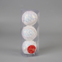 Набор шаров пластик d-8 см, 3 шт "Нежность" белый Набор шаров пластик d-8 см, 3 шт "Нежность" белый