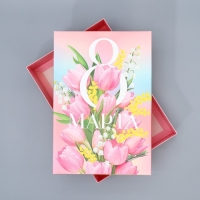 Коробка подарочная складная, упаковка, &laquo;8 марта&raquo;, 30 х 20 х 9 см