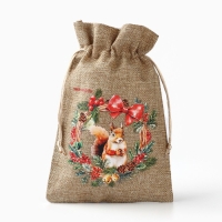Мешок подарочный с термонаклейкой &laquo;Новогодний венок&raquo;, 16 х 24 см , Новый год